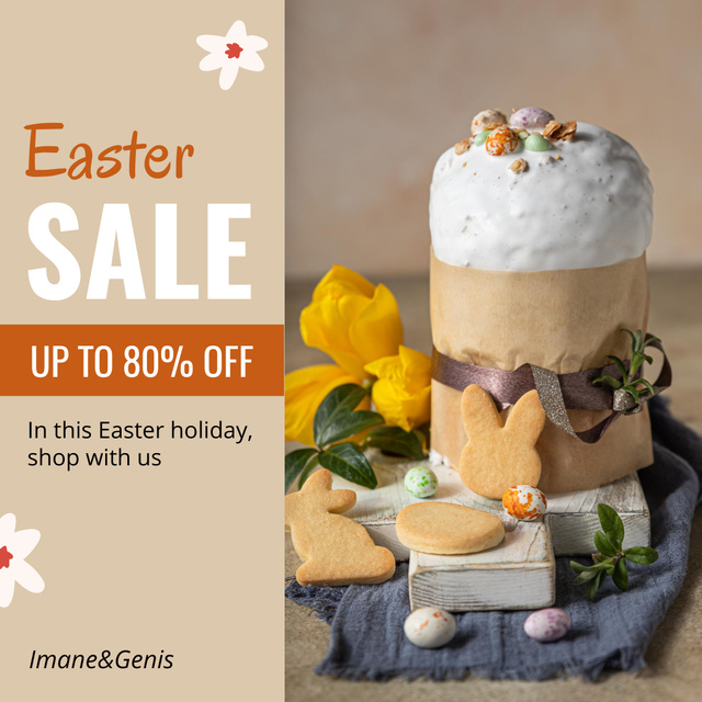Yummy Bakery Products For Easter With Discount Offer Instagram AD – шаблон для дизайна