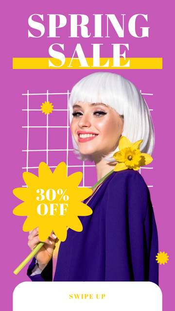 Spring Sale with Spectacular Young Blonde Instagram Story Design Template