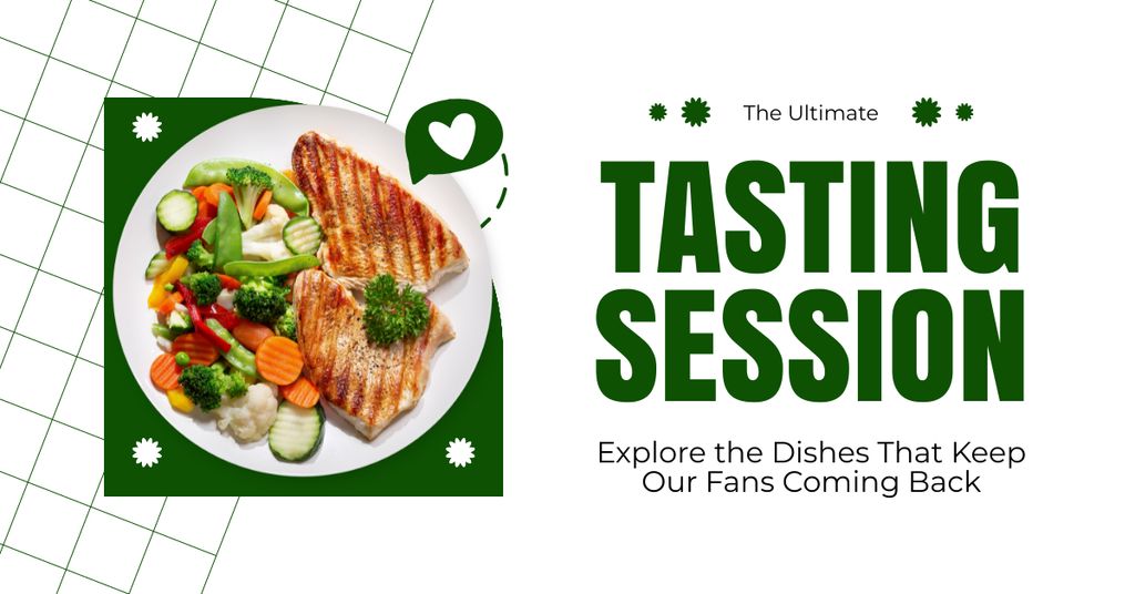Food Tasting Session Announcement with Dish on Plate Facebook AD Modelo de Design