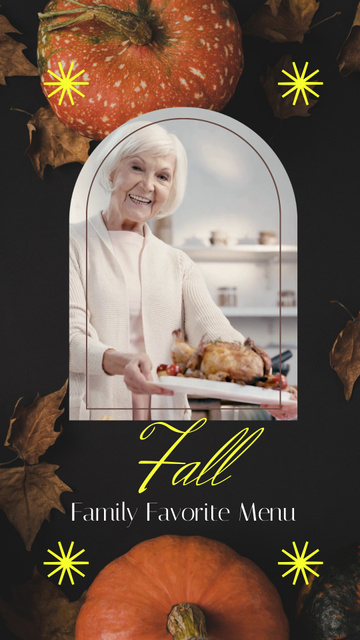 Autumn Menu Proposal with Cute Older Woman Instagram Video Story Design Template