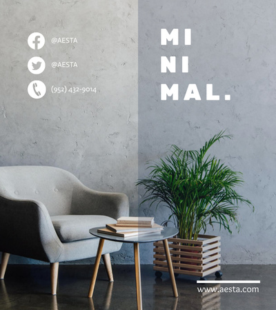 Minimalistic Home Interior Offer Brochure 9x8in Bi-fold Design Template