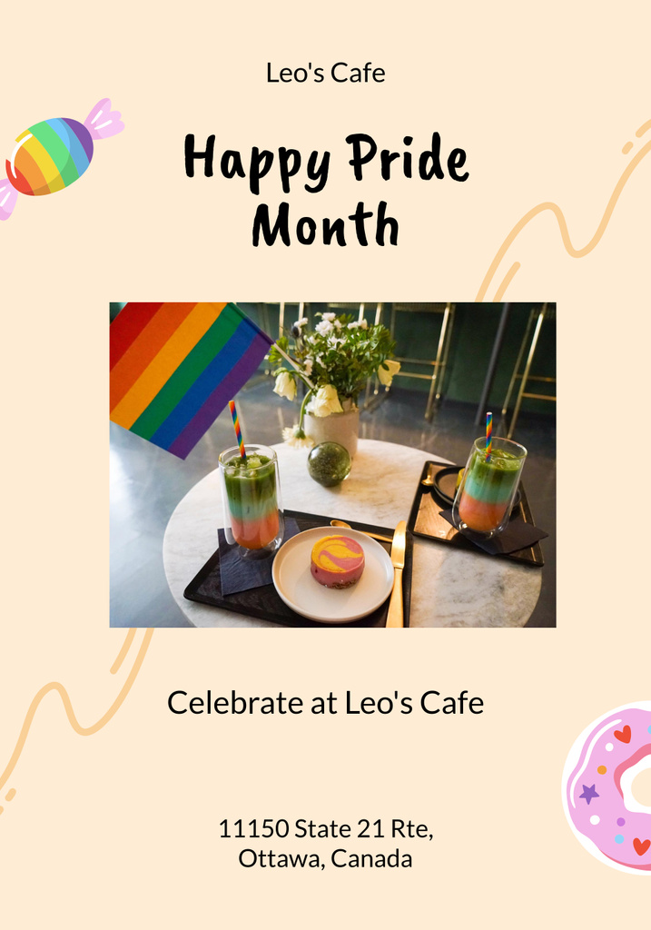 LGBT-Friendly Cafe Invitation with Greeting Poster 28x40in tervezősablon