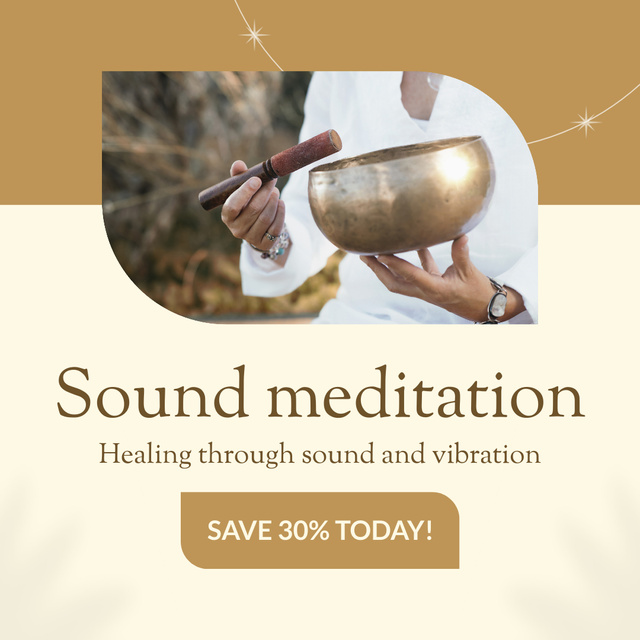 Plantilla de diseño de Healing With Sound Meditation Therapy At Reduced Price Animated Post 