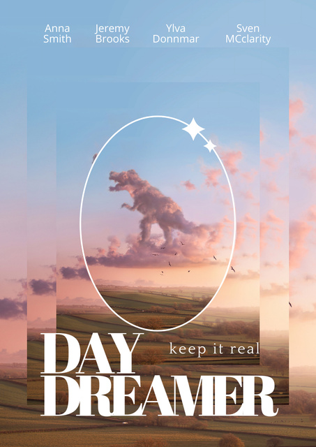 New Movie Announcement with Clouds in Pink Sky Poster A3 Design Template