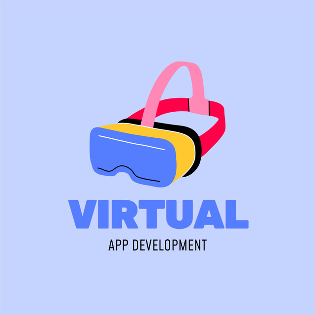 Template di design App Ad with Illustration of Virtual Reality Glasses Animated Logo