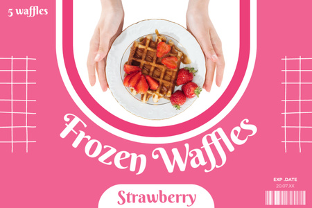 Frozen Waffles with Strawberry Label Design Template