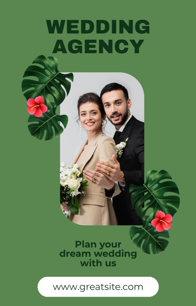 Ontwerpsjabloon van IGTV Cover van Wedding Agency Ad with Newlyweds Showing Rings