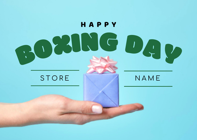 Boxing Day Holiday with Cute Gift Postcard Design Template