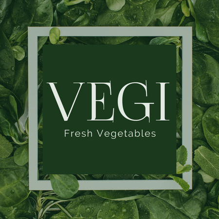 Platilla de diseño Emblem of Organic Vegetarian Food with Greenery Logo