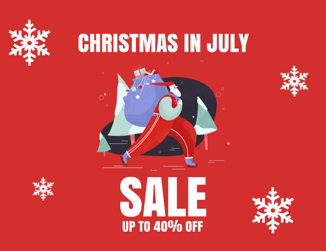 Template di design Christmas in July Sale with Santa Flyer 8.5x11in Horizontal