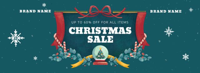 Christmas Sale of Accessories Green Facebook cover – шаблон для дизайна