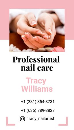 Nail Artist Services Business Card US Vertical Design Template
