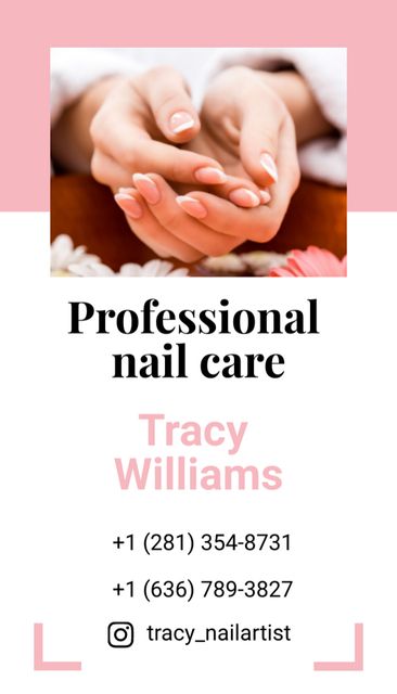 Nail Artist Services Business Card US Vertical – шаблон для дизайну