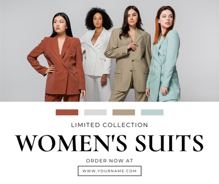 Plantilla de diseño de Colección limitada de oferta de trajes en el Día de la Mujer Facebook 