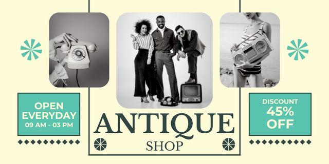 Antique Shop Schedule And Discounts For Rare Items Twitter Πρότυπο σχεδίασης