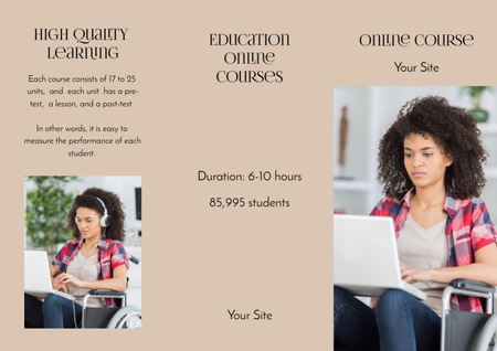 Online Courses Ad with High Quality Learnings Brochure Din Large Z-fold Design Template