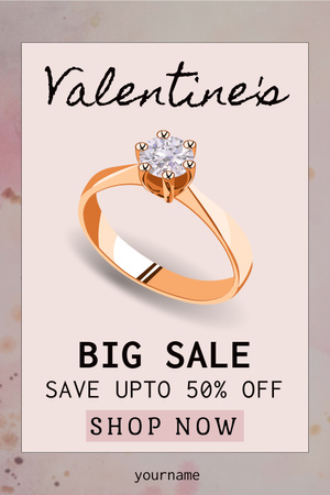 Big Jewelry Sale for Valentine's Day Pinterest Design Template