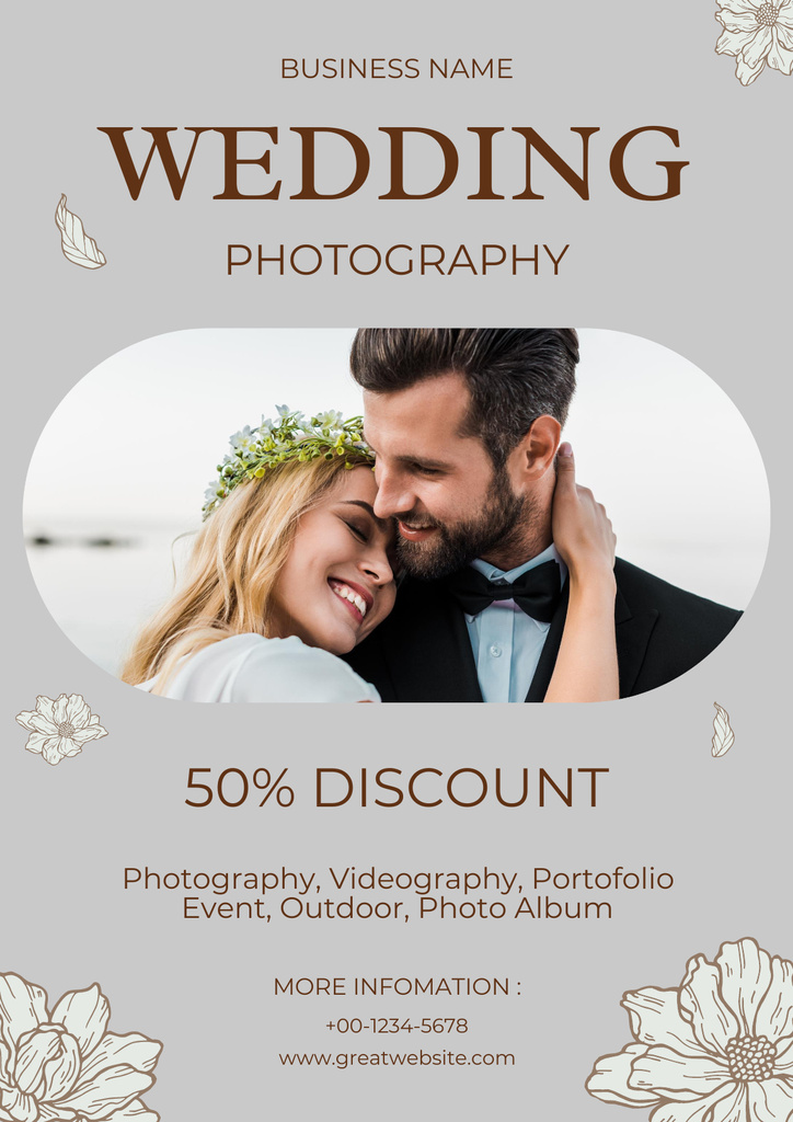 Discount on Wedding Photography Services Poster – шаблон для дизайну