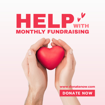 Female Hands Holding Red Heart for Charity Fundraising Instagram Design Template