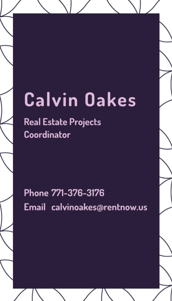 Real Estate Coordinator Ad with Geometric Pattern Business Card US Vertical tervezősablon