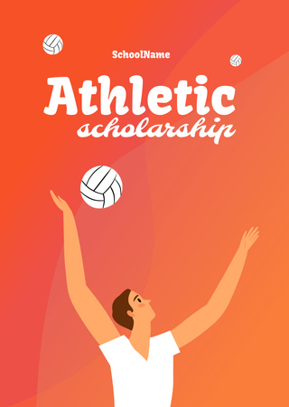 Athletic Scholarship Announcement with Volleyball Player Postcard A6 Vertical Design Template