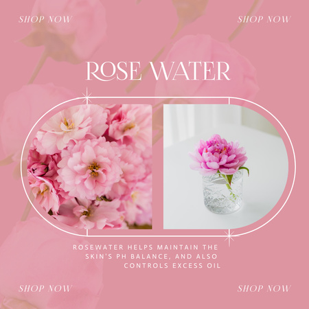Rose Water Sale Offer with Flowers Instagram Design Template