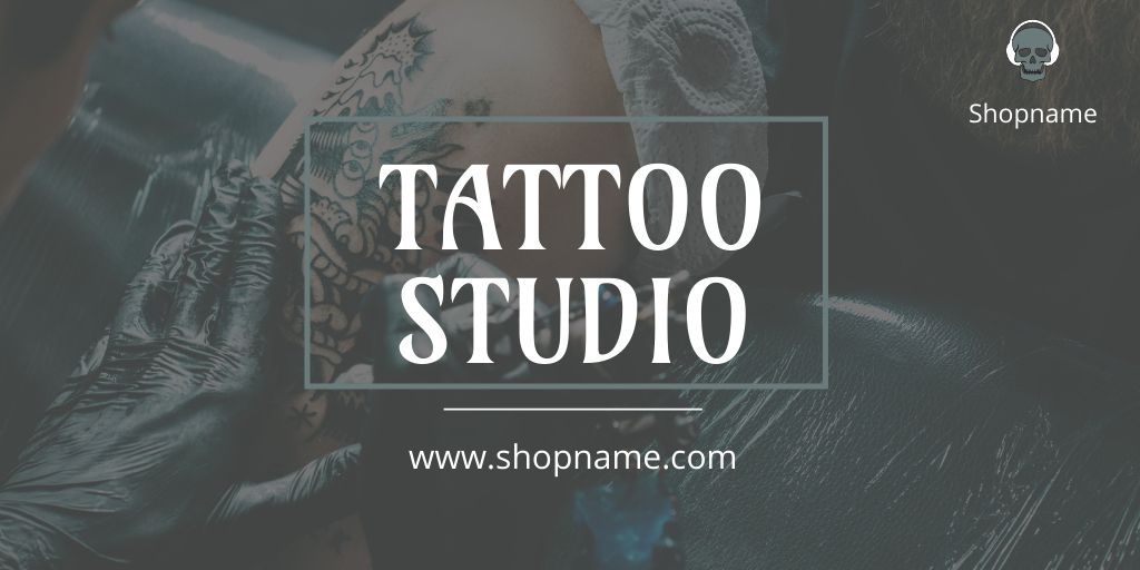 Black Tattoo In Professional Studio Promotion Twitter Design Template