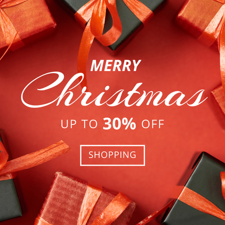 Plantilla de diseño de anuncio de venta de navidad con regalos Instagram 