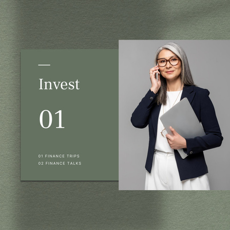 Ontwerpsjabloon van Instagram van zelfverzekerde zakenvrouw voor investeringsconcept