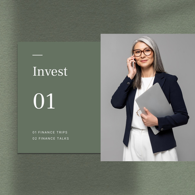 Confident Businesswoman for investment concept Instagramデザインテンプレート