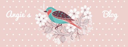 Иллюстрация блога с милой птицей на розовом Facebook cover – шаблон для дизайна