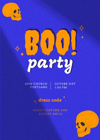 Halloween Party Announcement with Orange Skulls Invitationデザインテンプレート