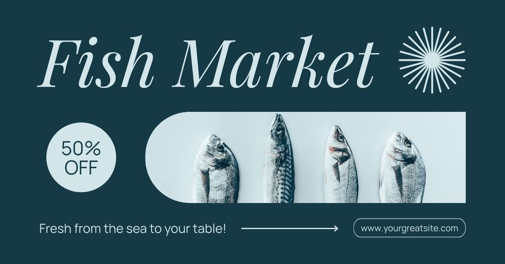 Plantilla de diseño de Discount on Fish Market Goods Facebook AD 