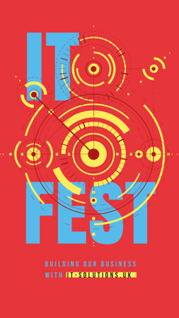 IT Fest Announcement Glowing cyber circles Instagram Story Design Template