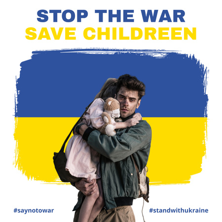 Ontwerpsjabloon van Instagram van Man redt klein meisje uit oorlog in Oekraïne