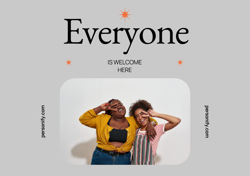 LGBT Community Invitation with Two Young Smiling Women Poster B2 Horizontal Design Template
