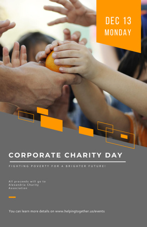 Ontwerpsjabloon van Flyer 5.5x8.5in van Corporate Charity Day Announcement with Volunteers
