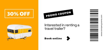 Travel Trailer Rental Offer in Orange Coupon Din Large Πρότυπο σχεδίασης