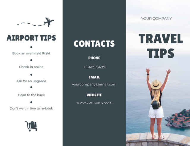 Tips for Tourists on Grey Brochure 8.5x11in Modelo de Design