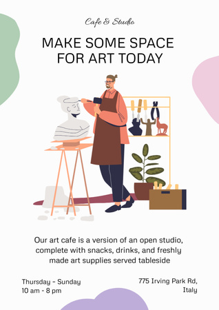 Art Cafe and Gallery Invitation Poster A3 Tasarım Şablonu