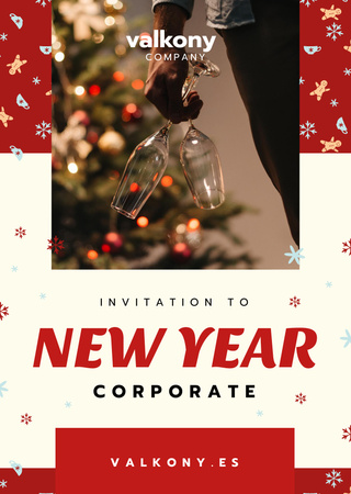 Man with Champagne at New Year Corporate Party Flyer A6 Tasarım Şablonu