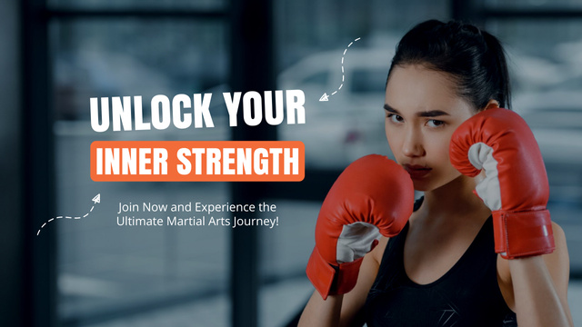 Blog about Martial Arts with Woman Boxer Youtube Thumbnail Design Template