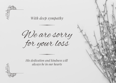 Card We are sorry for your loss Card Design Template