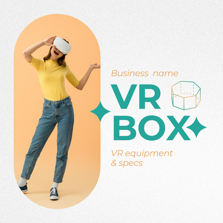 Woman in Virtual Reality Glasses Animated Post Modelo de Design