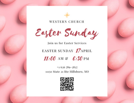 Announcement of Easter Church Services On Sunday Invitation 13.9x10.7cm Horizontal Design Template