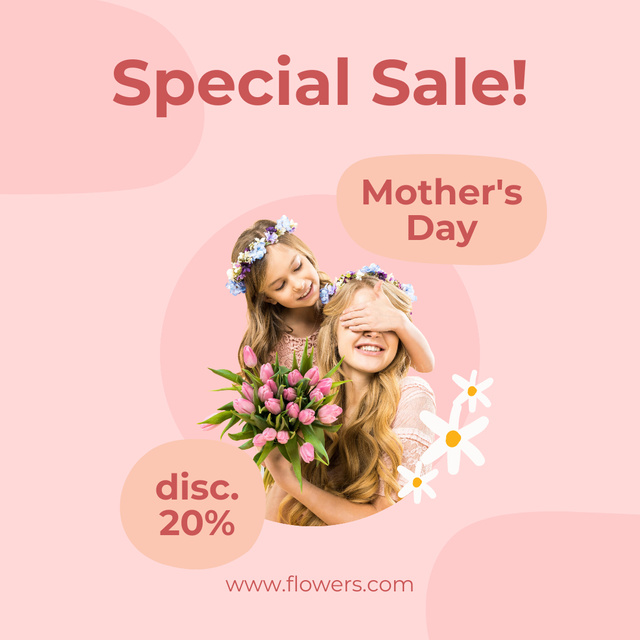 Mother's Day Discount with Cute Little Girls Instagram Design Template