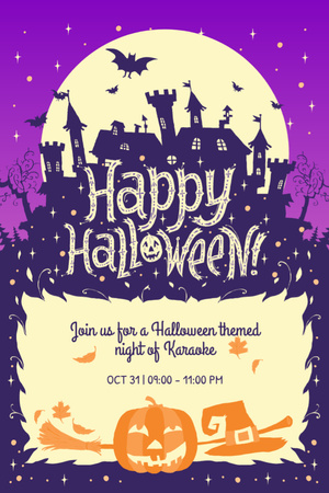 Happy Halloween Karaoke Night Scary House Flyer 4x6in Design Template