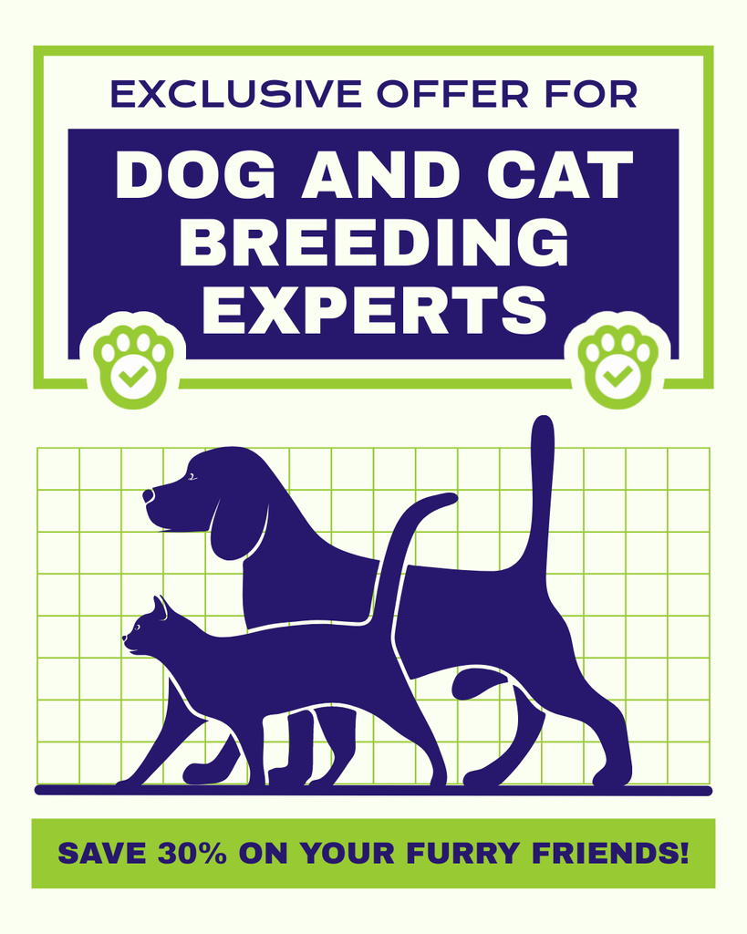 Szablon projektu Exclusive Offer from Expert Cat and Dog Breeders Instagram Post Vertical