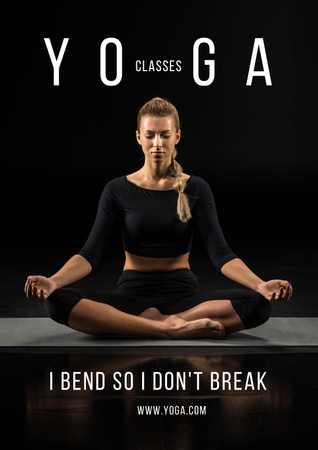 Yoga Inspiration with Woman in Lotus Pose Poster Design Template