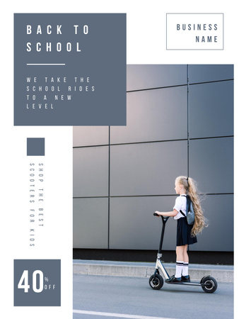 Back to School Day with Scooter Sale Poster US Design Template